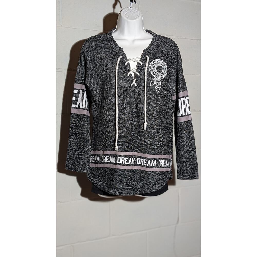 No Boundaries Dream Lace Up Long Sleeve Top Pullover Sweatshirt Medium